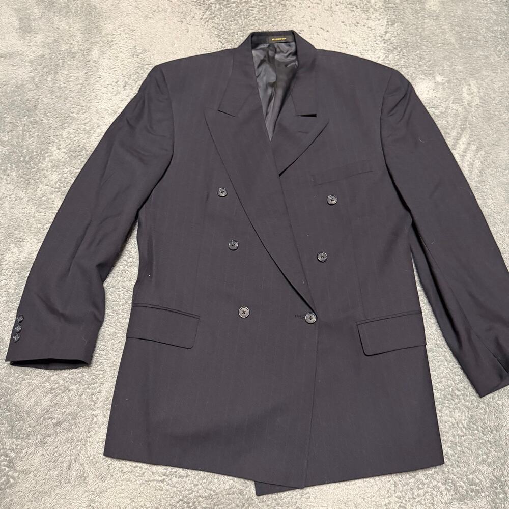 Givenchy Monsieur Blazer Mens 42 Navy Blue Double Breasted Peak Lapel